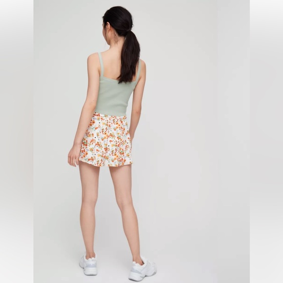 Aritzia Sunday Best Westley Short White/ Pumpkin Floral Skort Pleated Belted 4 - Picture 2 of 14